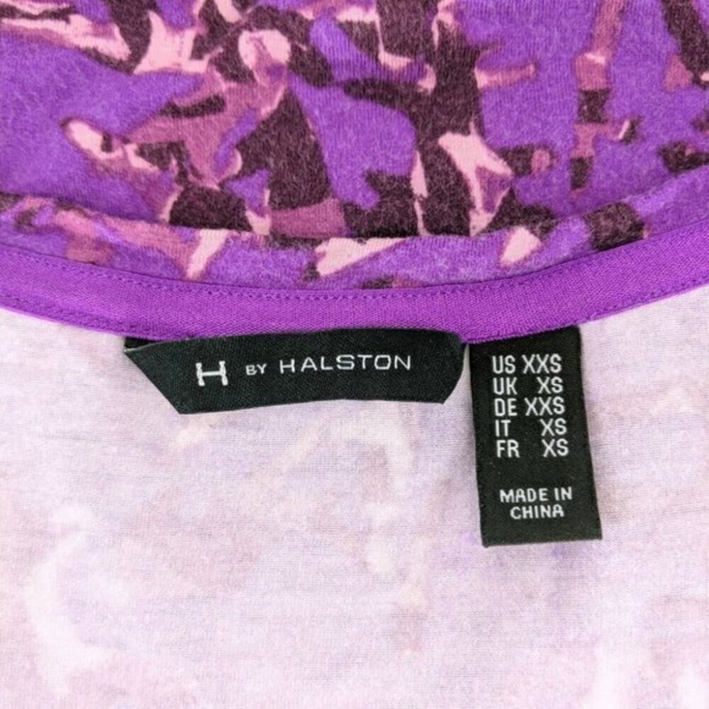 H By Halston Bamboo Printed Scoop Neck 3/4 Sleeve Top Purple Women's XXS - Picture 5 of 7